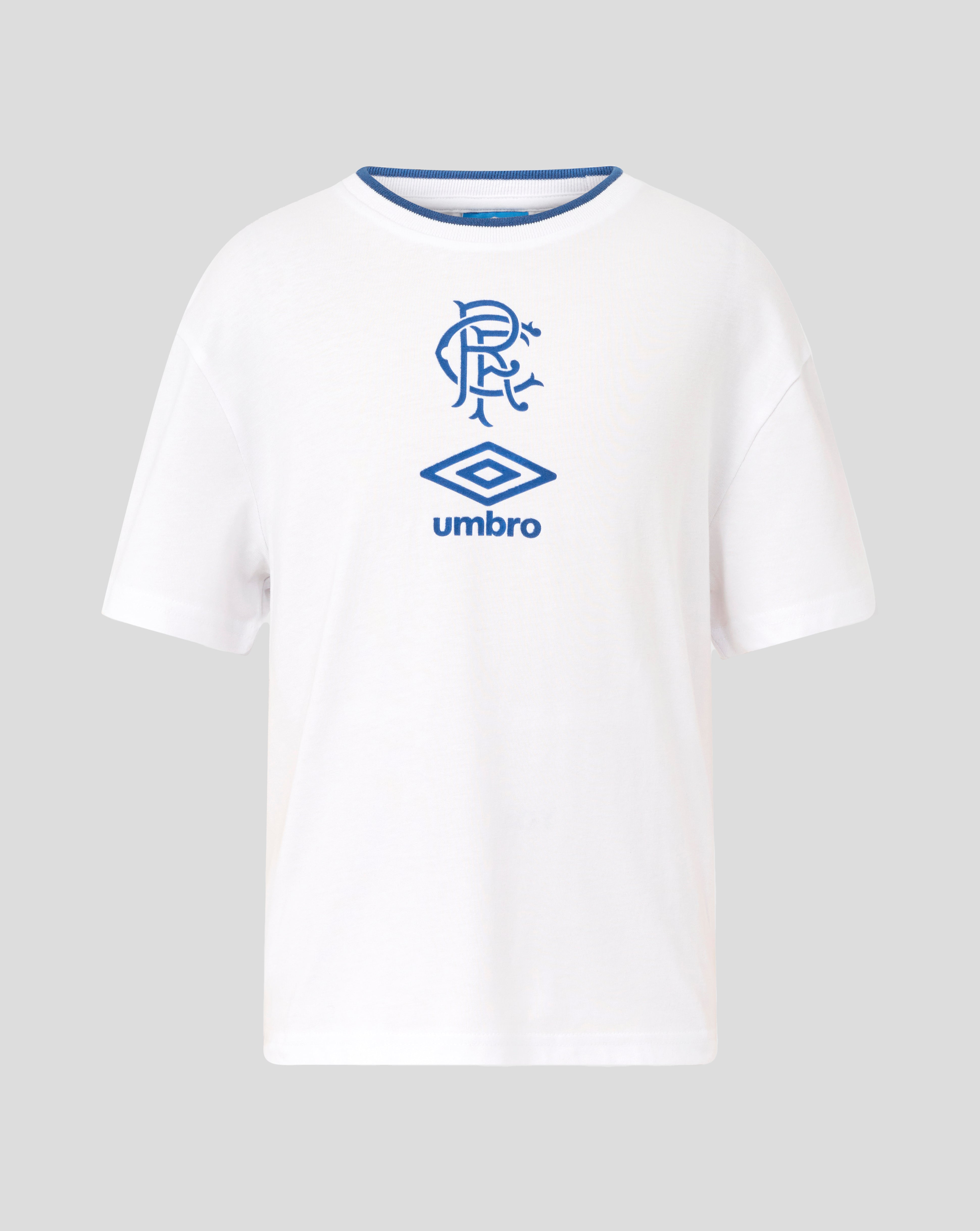 JUNIOR 25/26 TRAVEL SHORT SLEEVE TEE - WHITE/BLUE