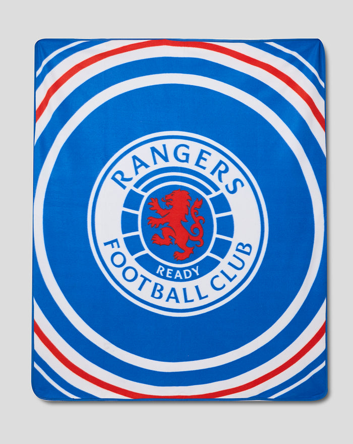 Blue Rangers FC pulse fleece blanket with central crest design