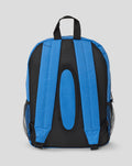 Blue Rangers FC particle backpack back view with black padded panel and top handle