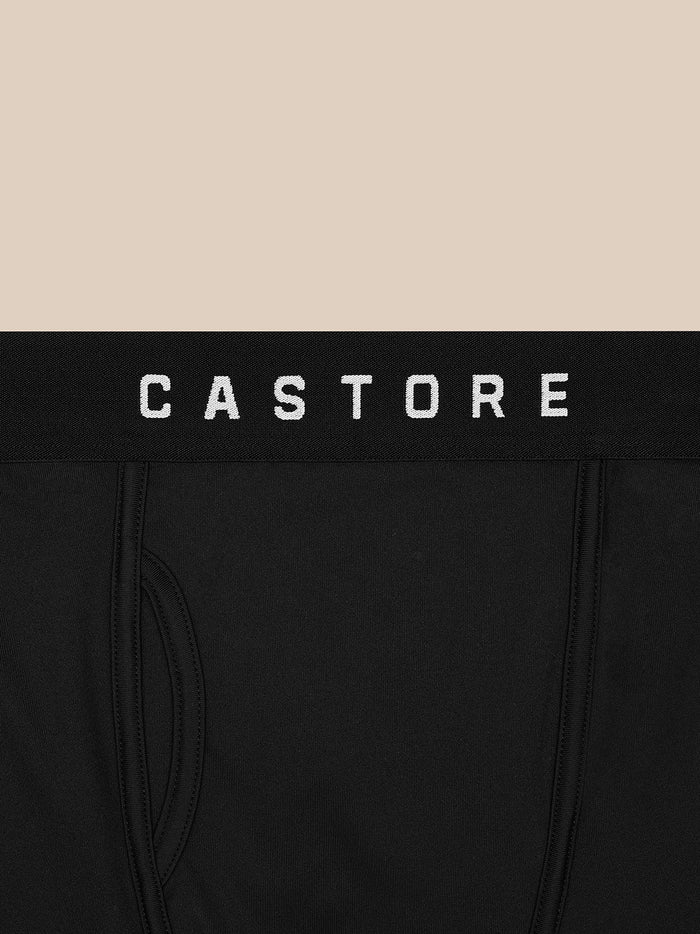 Close-up of black boxer waistband with CASTORE branding