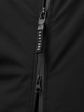 Close up of front zipper and zipper tape on black Castore longline jacket