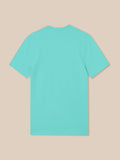 Back view of Zone Training T-Shirt in Light Aqua laid flat showing dropped hem and side slits.