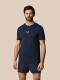 Front view of midnight navy Zone Training T Shirt with a small white winged Castore logo on the chest