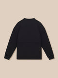 Back view of black travel lifestyle sweatshirt showing clean back and relaxed fit