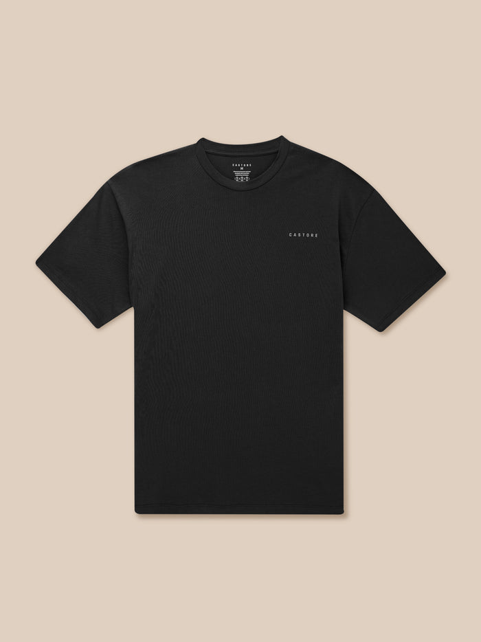 Front view of black Flex Cotton T-Shirt with Castore logo on left chest