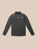 Charcoal Apex Thermal Winterised ¼ zip top laid flat with high collar and white zipper pull