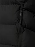 Close-up of center front zipper on black puffer gilet
