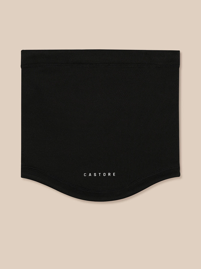 Black snood laid flat with Castore branding along the bottom edge.