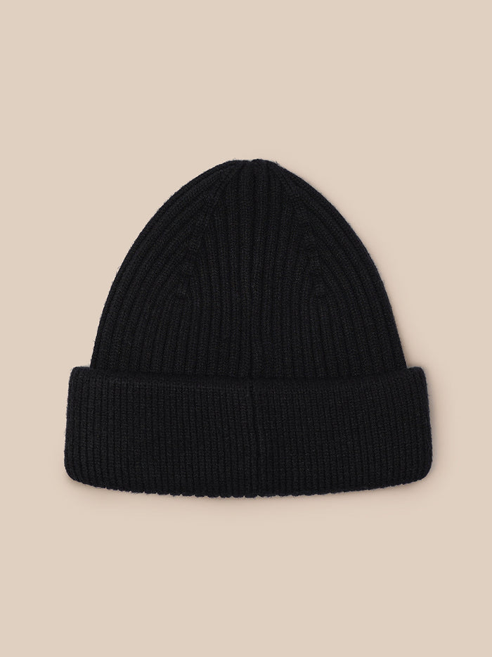Castore Active Beanie in black with ribbed knit and folded cuff