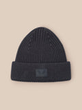 Folded dark grey ribbed beanie with Castore logo patch on the front cuff.