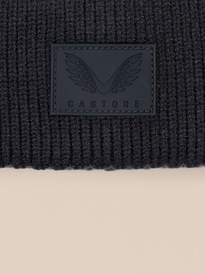 Castore Active Beanie in grey with ribbed knit and front logo patch
