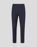 Navy golf trousers shown from the front with a flat front and belt loops.