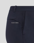 Navy Rangers golf trouser close up showing waistband belt loop and back pocket with Castore branding