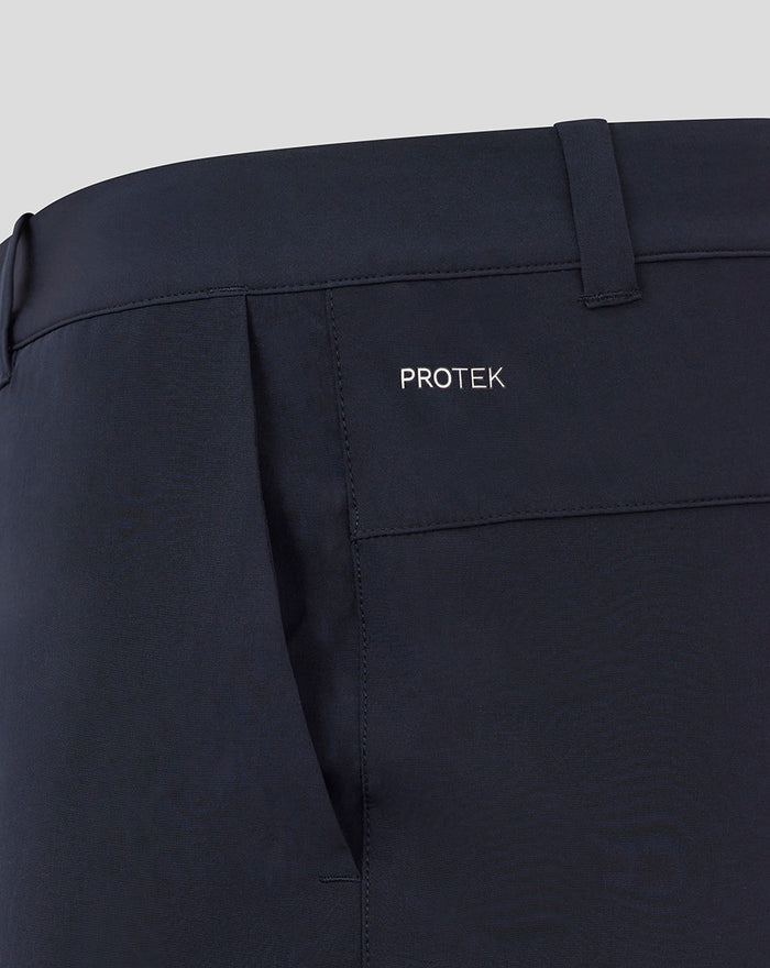 Back view of navy Rangers golf trouser highlighting ProTek branding on the pocket