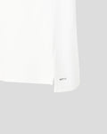 Hem detail of the white Rangers Club Essential Polo with AERTEK branding at the side slit.