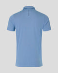 Back view of light blue Rangers Pinnacle Engineered Knit Polo showing textured knit and vertical CASTORE branding at the neck