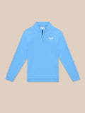 Close-up of the Golf Club Classic 1/4 Zip Top showing funnel collar front zip and left chest logo
