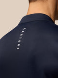 Back view of GOLF CLUB CLASSIC 1/4 ZIP TOP in midnight navy showing vertical Castore branding on the upper back and Protek logo at the lower left back.