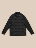 Pinnacle Golf Jacket in black with quilted front panels and stand collar.