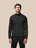 Male model in black Pinnacle Golf Jacket with stand collar and full front zip