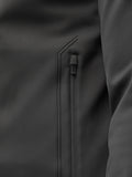 Close up of side pocket on charcoal Garcia Hybrid Jacket with water resistant zip and auto lock puller