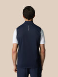 Back view of navy Club 1/2 Zip Gilet showing Castore branding down the back.