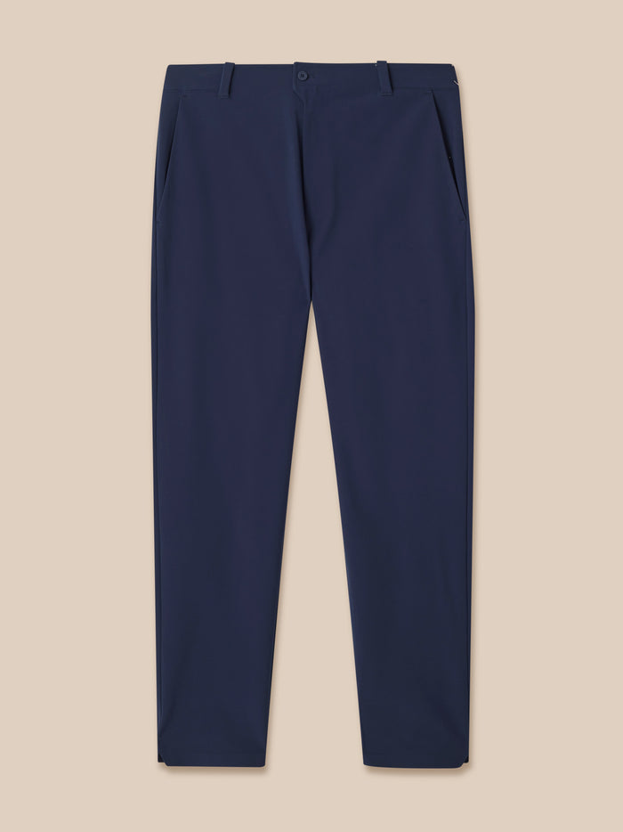 Front view of navy Golf Pinnacle Winter Trousers showing belt loops and pocket openings