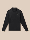 Black golf club classic quarter zip top with subtle all over print and white Castore logo on left chest