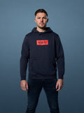 Unisex navy 25/26 Varsity 1872 Lion Hood shown on a model with a red 1872 logo on the chest