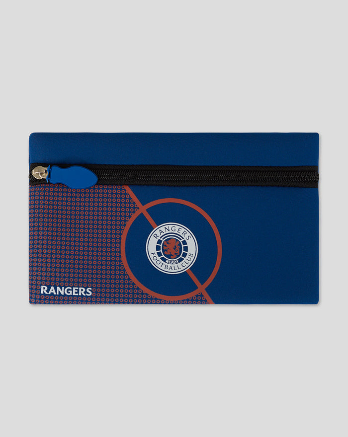 Blue Rangers FC centre spot pencil case with zipper and circular club logo