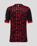 Back view of Rangers FC junior 2026/27 third shirt in black and red pattern