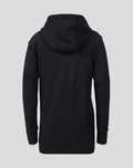 Back view of black Rangers FC junior 2026/27 presentation hoodie showing a clean silhouette and hood