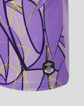 Purple Rangers junior third goalkeeper shirt close up with abstract pattern and neon lines plus Umbro badge