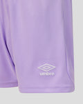Lavender Rangers junior shorts close-up showing Umbro logo on the leg