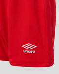 Red Rangers junior away goalkeeper shorts featuring a white Umbro logo on the leg