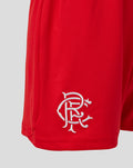 Red Rangers junior away goalkeeper shorts with a white embroidered crest on the right leg