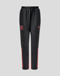 Front view of Rangers FC junior training pants in navy with coral side panels and crest on the left leg