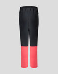Back view of navy Rangers FC junior training pants with coral panels on the lower legs