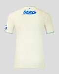 Back view of off white Rangers away shirt with bold SEKO logo across shoulders and a small crest at the neckline.