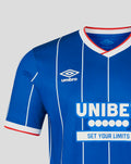 Rangers home pro shirt in royal blue with white pinstripes and UNIBET sponsor on the front