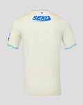 Back view of off white Rangers away pro shirt with blue SEKO logo across the upper back