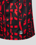 Lower hem area of the Rangers shirt with Umbro official licensed product badge and red black pattern