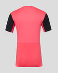 Back view of calypso coral Rangers FC training T-shirt with black sleeves.