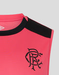 Rangers FC men's training vest in Calypso Coral with a navy shoulder panel and club crest.