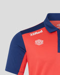 Close up of Rangers FC training polo showing crest on chest and 32Red logo on shoulder