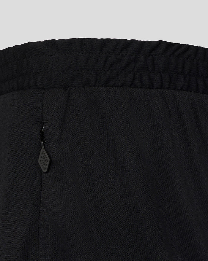 Back waist area of black Rangers FC training shorts with a zip pocket.