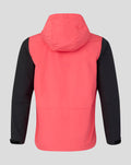Back view of Calypso Coral Rangers FC training shower jacket with black sleeves and hood.
