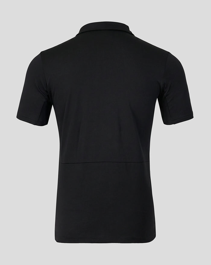 Back view of black Rangers FC Womens 2026/27 presentation polo with a clean tailored fit.