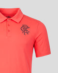 Calypso coral Rangers FC polo with collar and left chest crest.