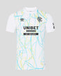 Rangers FC 2026/27 home goalkeeper shirt white with blue and yellow abstract pattern and Unibet sponsor.